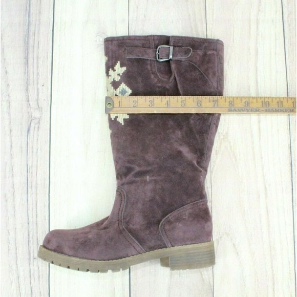 Muk Luks Purple Suede Pull On Knee High Barbie Snowflake Snow Boots Size 8 - Picture 11 of 12